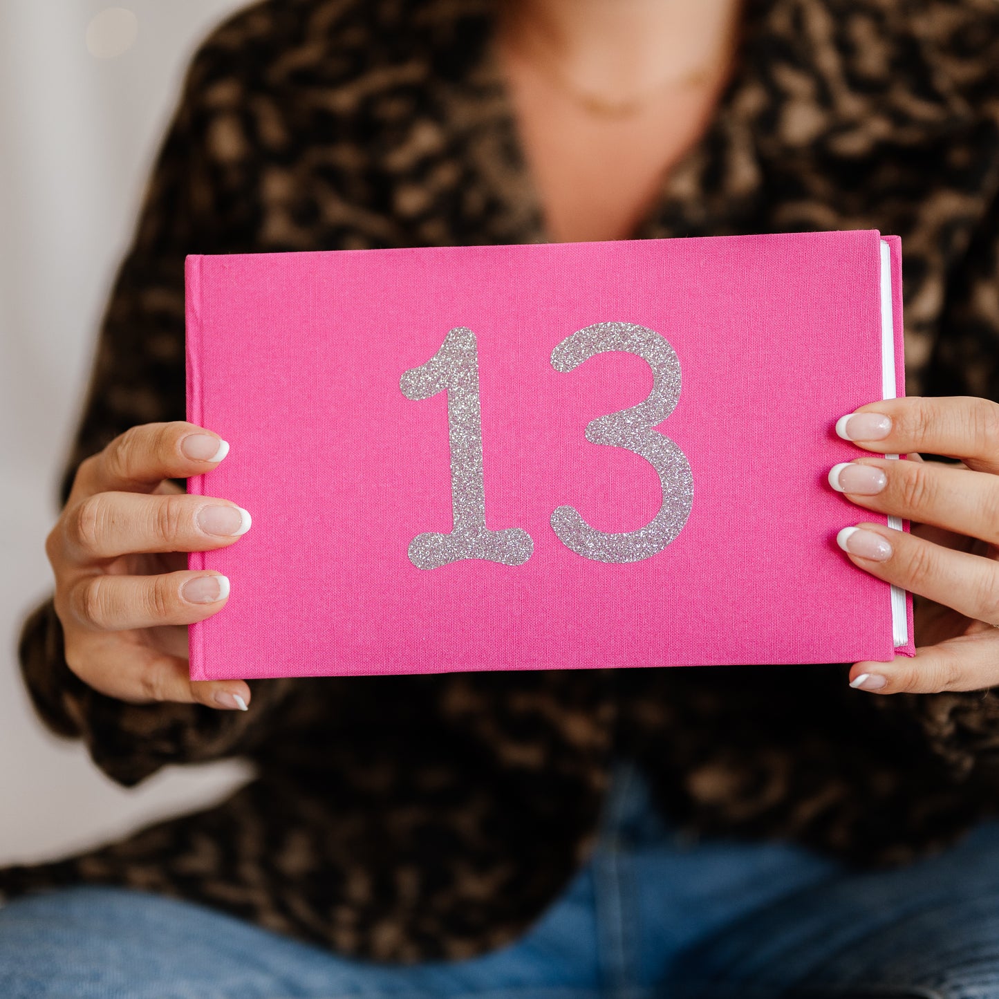 13 - 90 Hot pink photo album with silver sparkle design