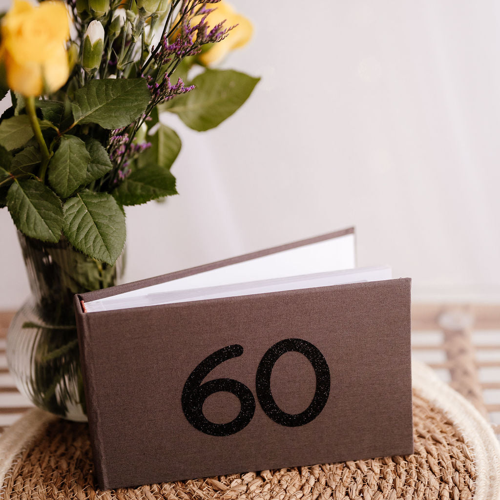 18 21 30 40 50 60 70 80 90th photo albums in smart grey & black print