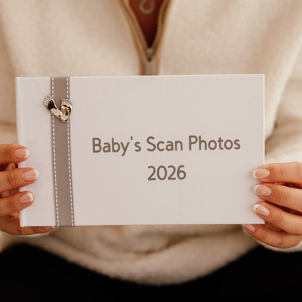 Baby's Scan Photos 2026 Pink stitched ribbon photo album
