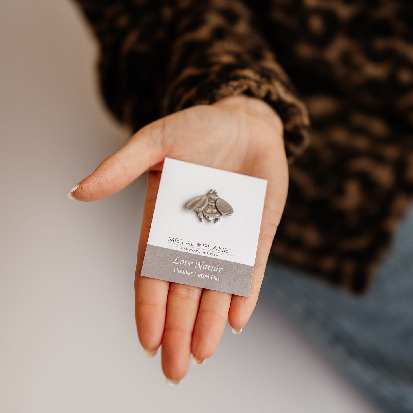 Bee pewter jacket pin