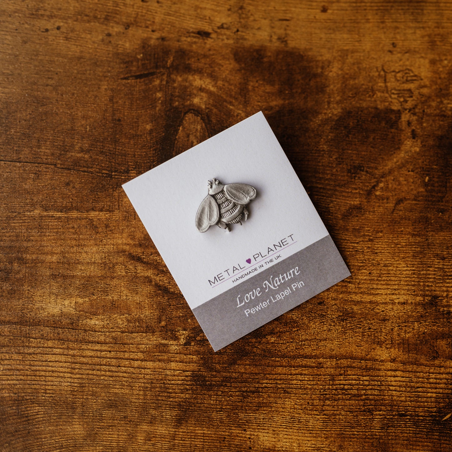 Bee pewter jacket pin