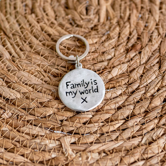 Family is my world pewter keyring