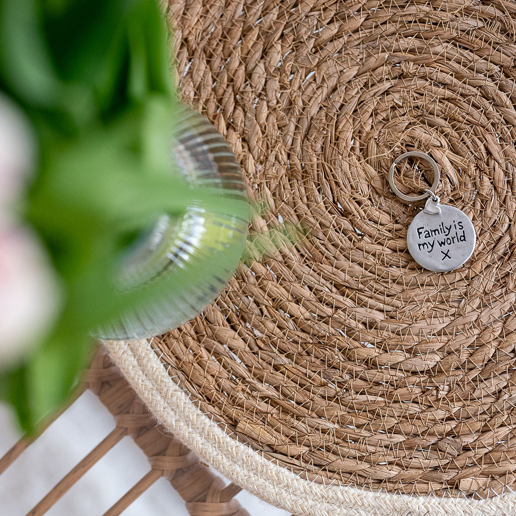 Family is my world pewter keyring