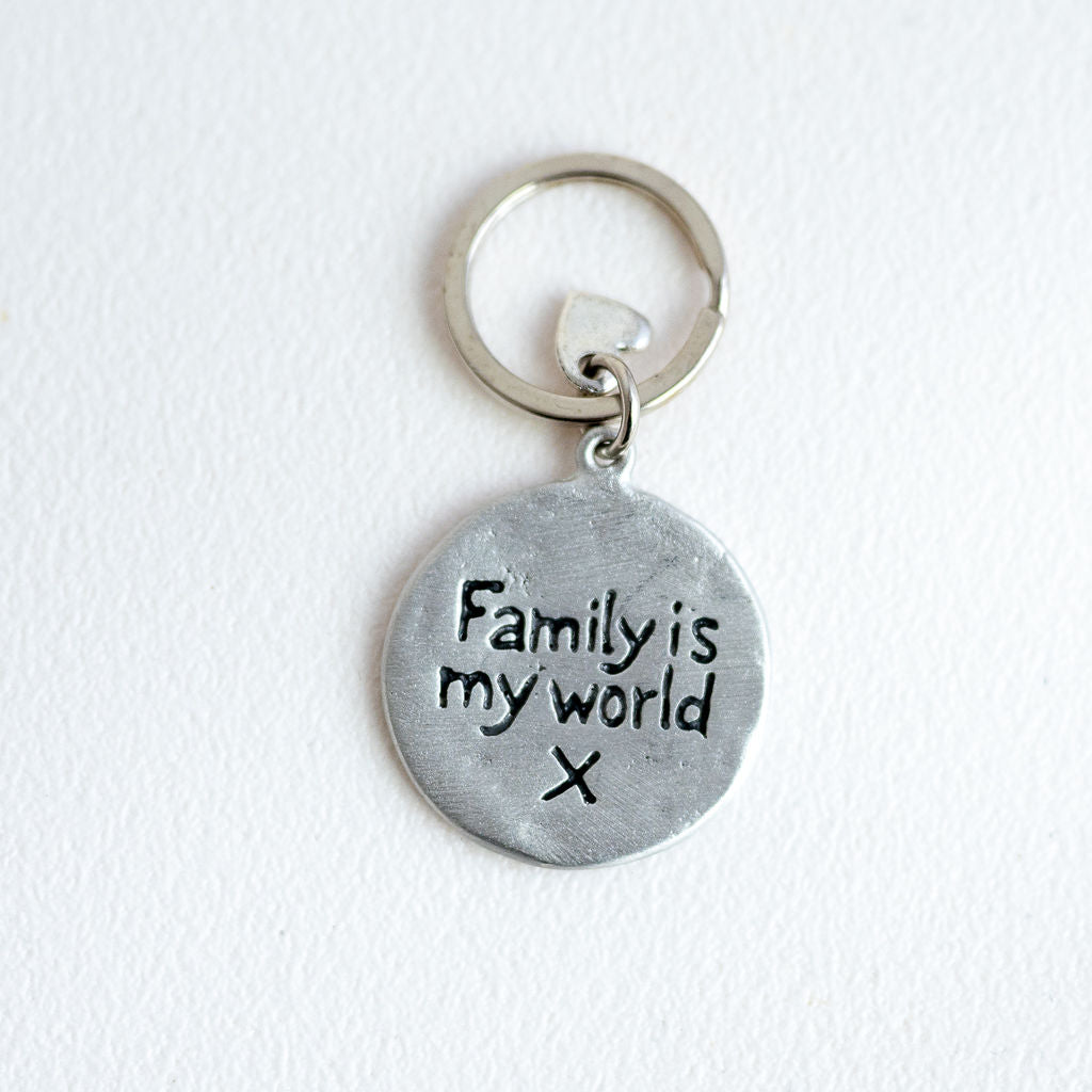 Family is my world pewter keyring