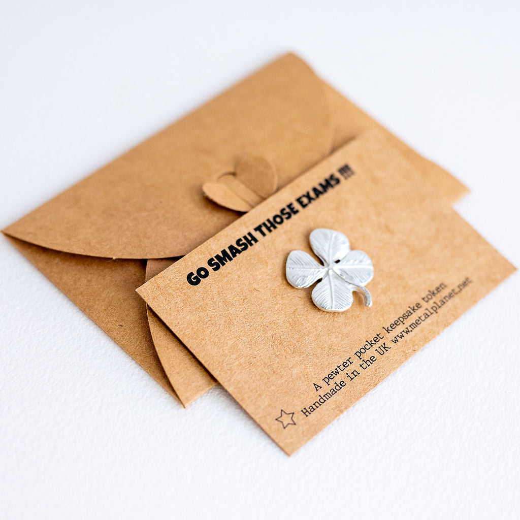 Go smash those exams - lucky shamrock pocket keepsake gift set