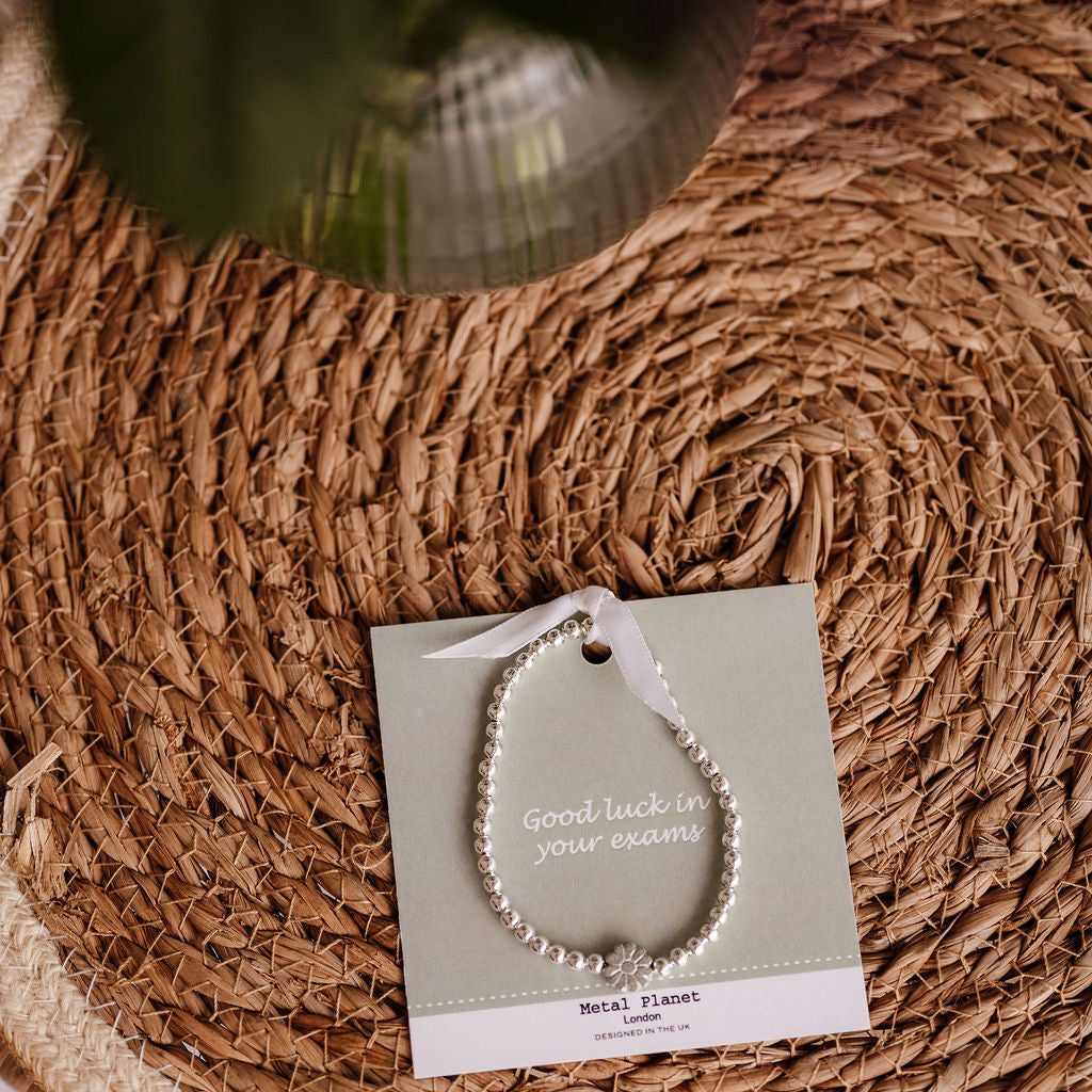 Good Luck in your exams - Heart stretch bracelet on cute gift card!