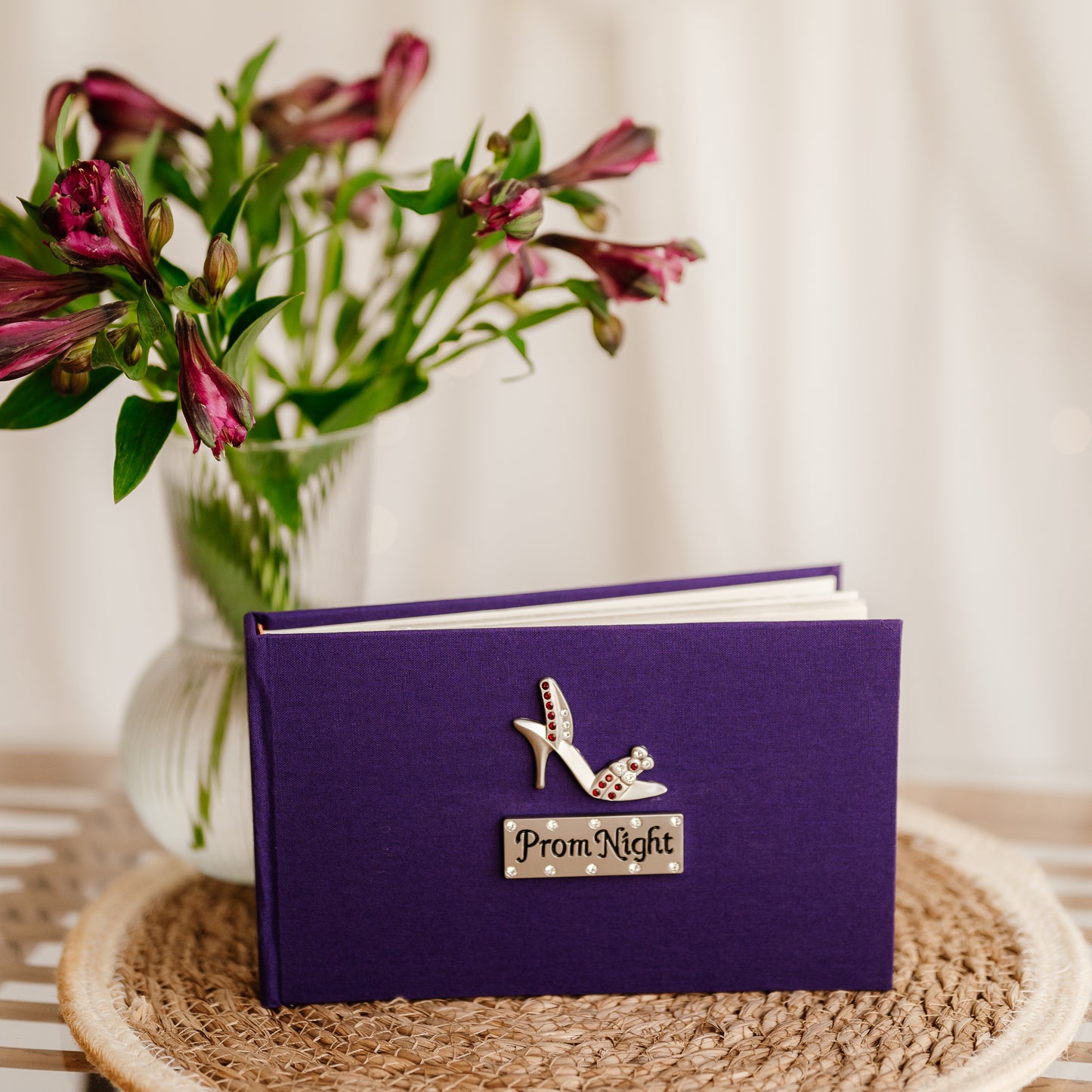 Prom Night Photo Album - Hot Pink/Purple/White Photo Album with Sparkly Stiletto