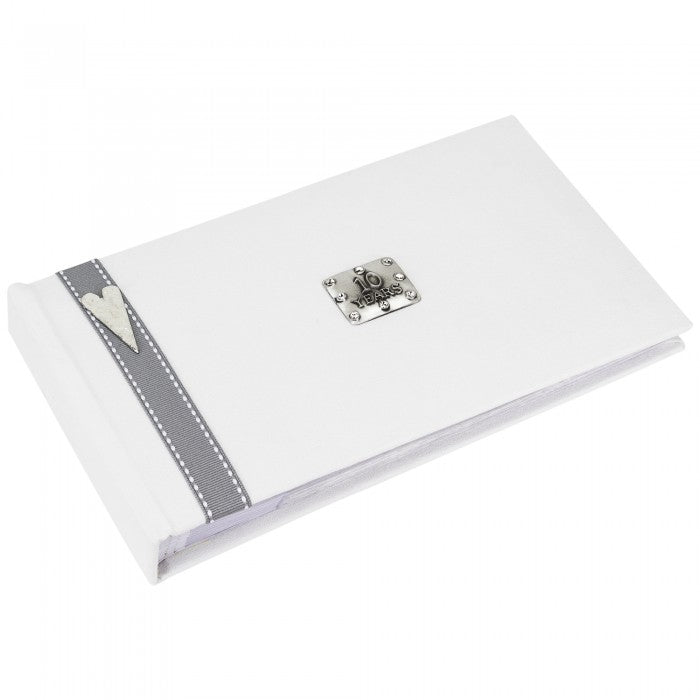 10 Years (Tin) Anniversary - Smart linen photo album for a 10th Wedding anniversary gift!