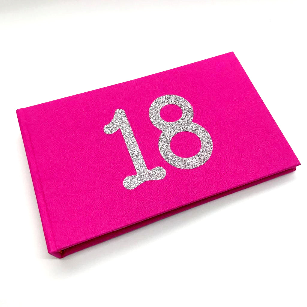 13 - 90 Hot pink photo album with silver sparkle design