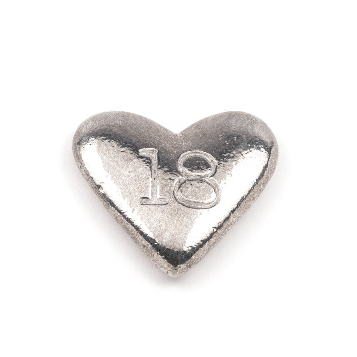 18 Pewter heart pebble on gift card with envelope