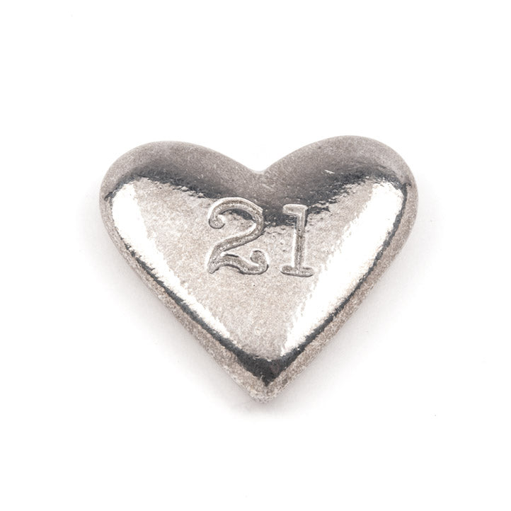 21 pewter heart keepsake token set