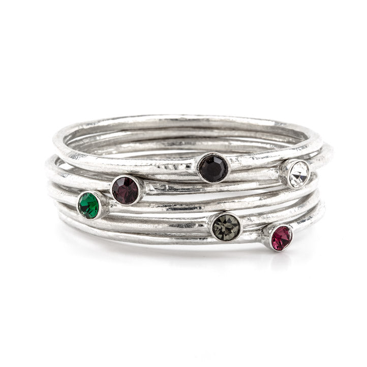 Pewter bangles with gorgeous sparkly options by Luna London