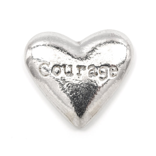 Courage heart pewter pocket pebble