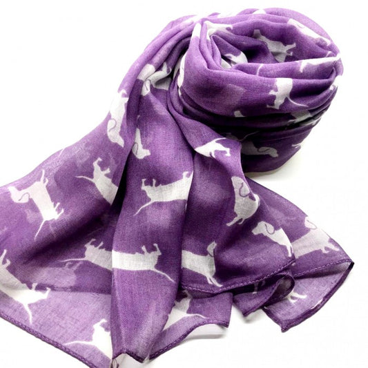 £7.50 only - A gorgeous Dachshund purple sausage dog scarf!