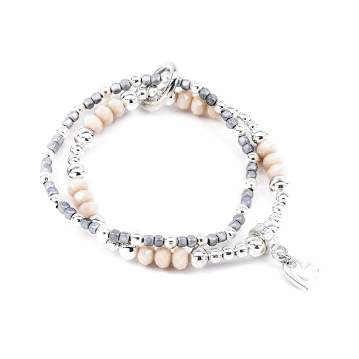 Apricot double strand bracelet by Luna London
