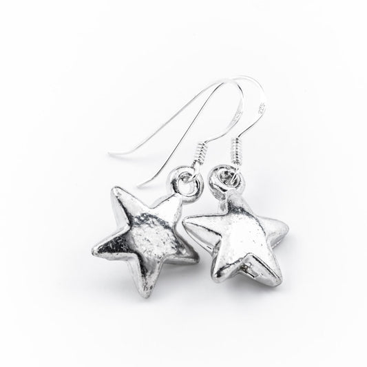 Star drop earrings on sterling silver wires