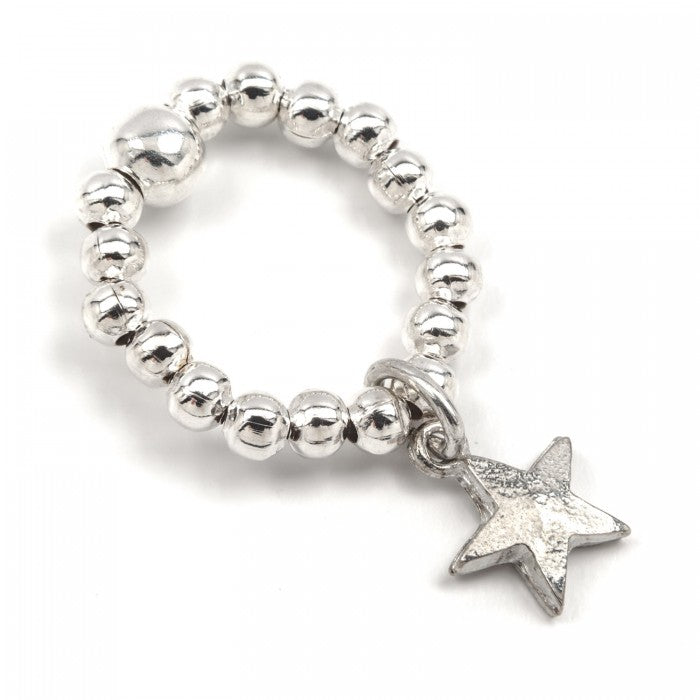 A gorgeous range of stretch bead rings in rose gold/silver plate