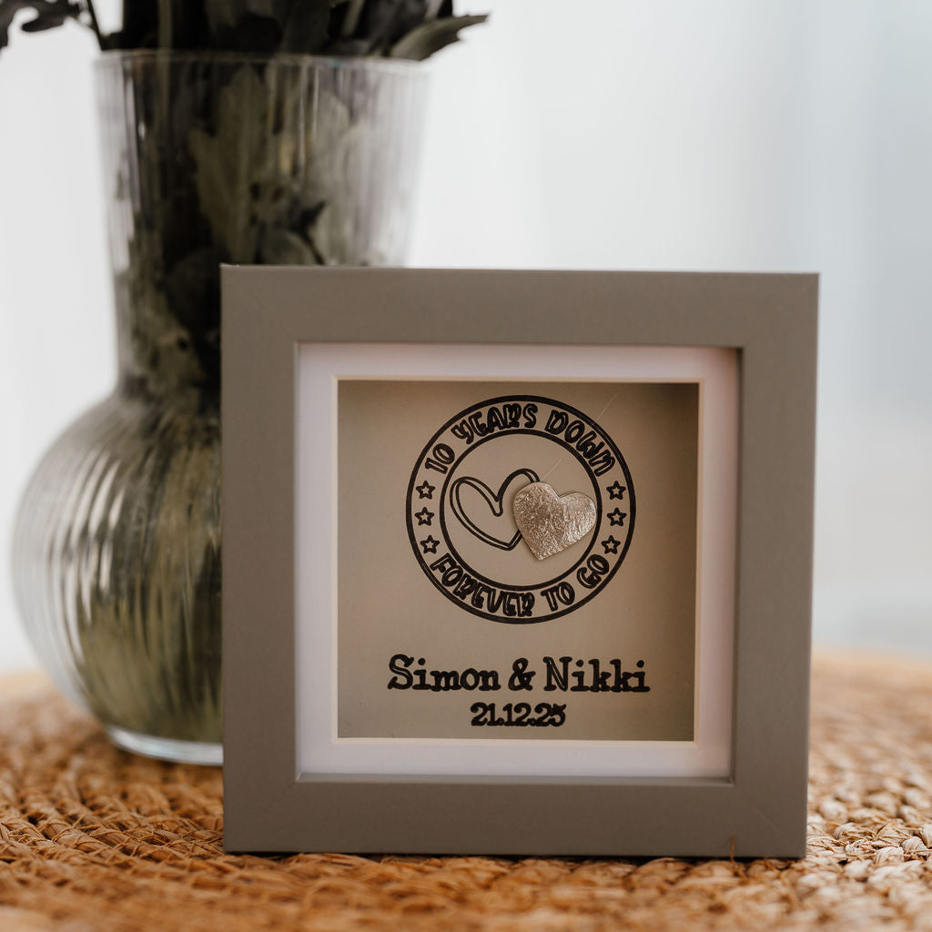 Personalised Ten Year TIN anniversary frame