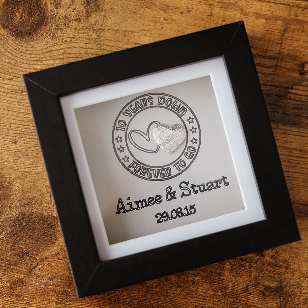 Personalised Ten Year TIN anniversary frame