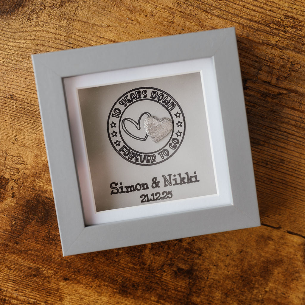 Personalised Ten Year TIN anniversary frame