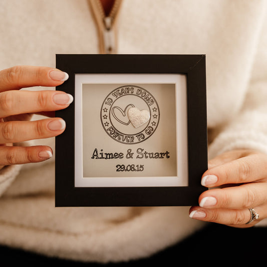 Personalised Ten Year TIN anniversary frame
