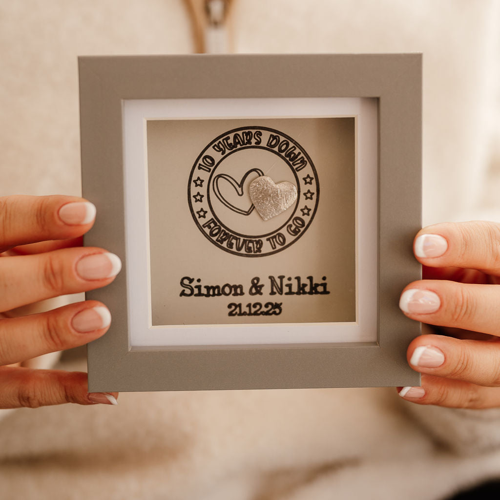 Personalised Ten Year TIN anniversary frame