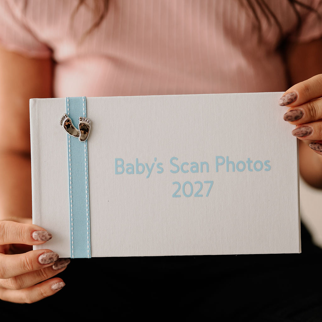 Baby's Scan Photos 2027 Blue stitched ribbon photo album