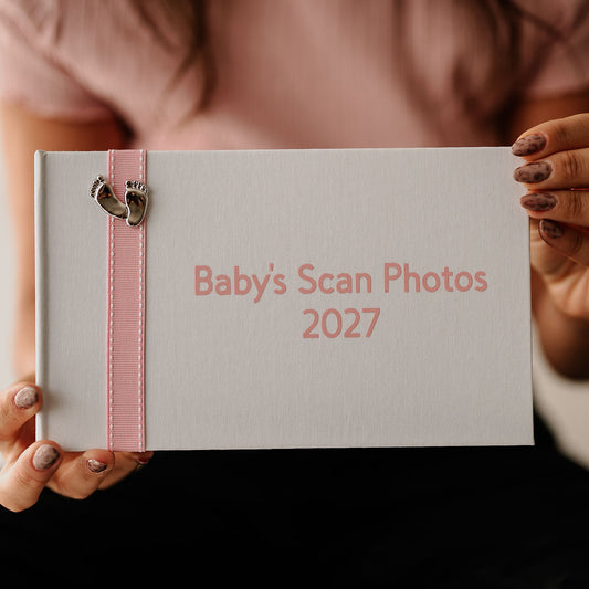 Baby's Scan Photos 2027 Pink stitched ribbon photo album