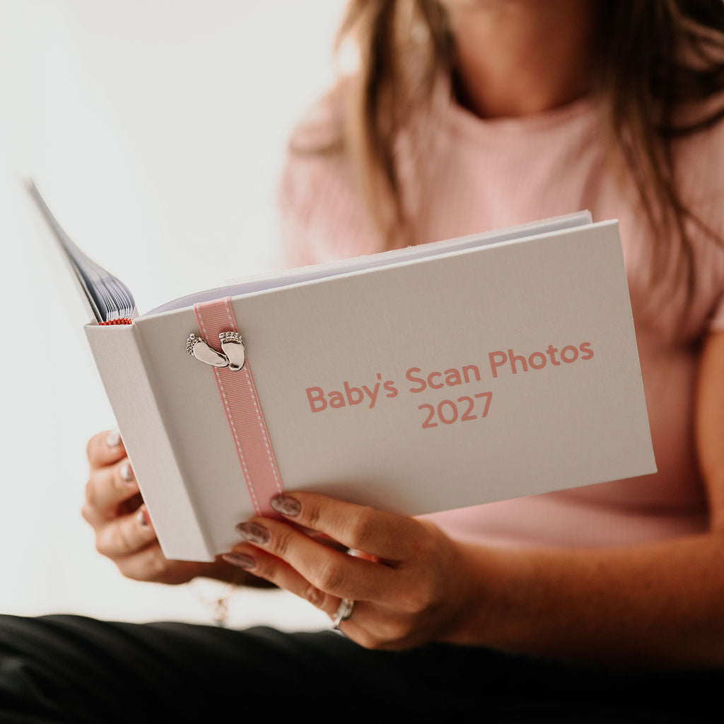 Baby's Scan Photos 2027 Pink stitched ribbon photo album