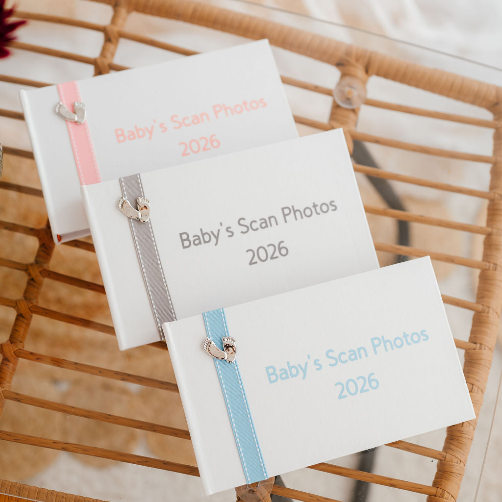 Baby's Scan Photos 2026 Blue stitched ribbon photo album