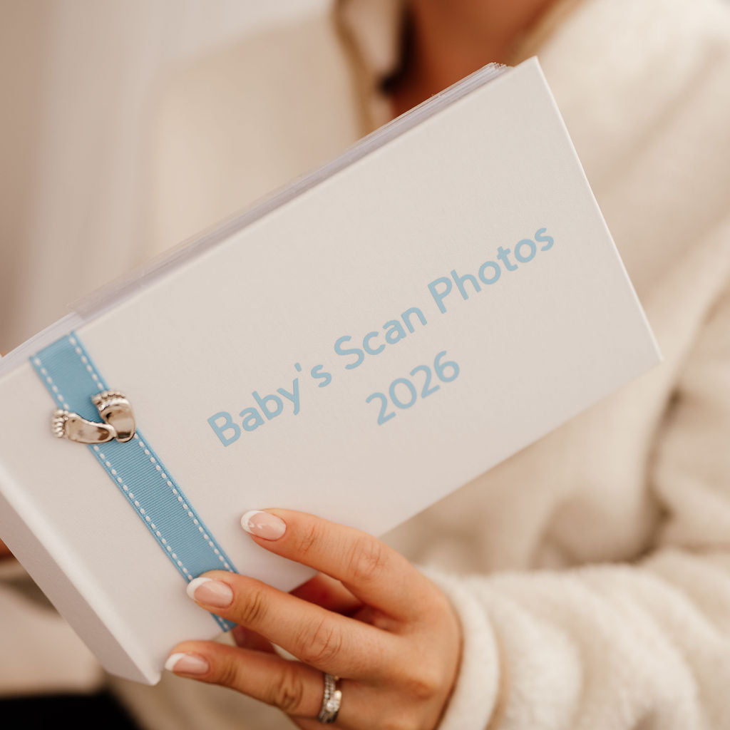 Baby's Scan Photos 2026 Blue stitched ribbon photo album
