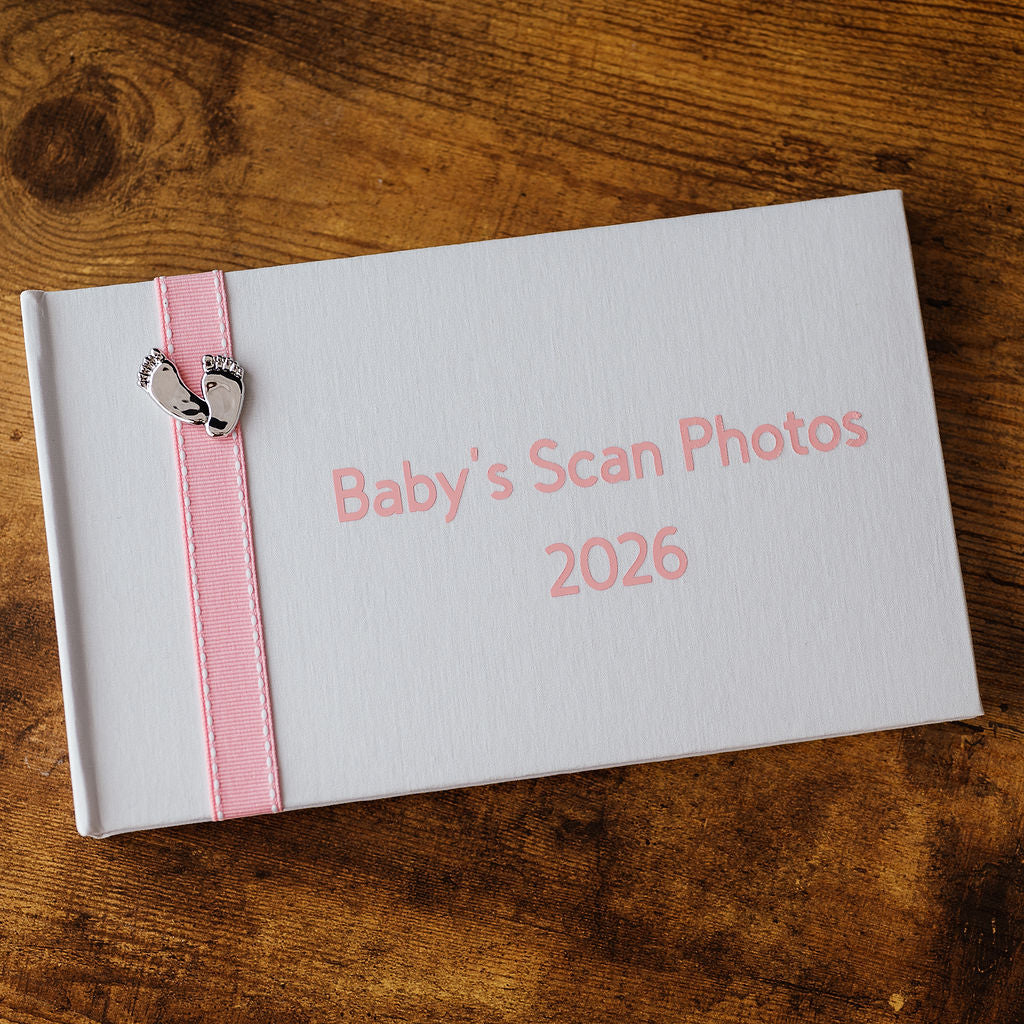 Baby's Scan Photos 2026 Pink stitched ribbon photo album