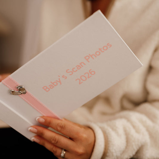 Baby's Scan Photos 2026 Pink stitched ribbon photo album