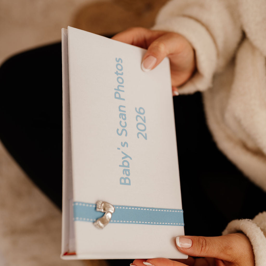 Baby's Scan Photos 2026 Blue stitched ribbon photo album