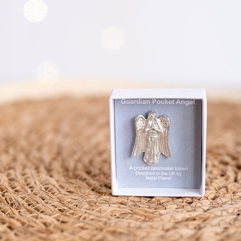 Guardian pewter pocket angel in cute gift box