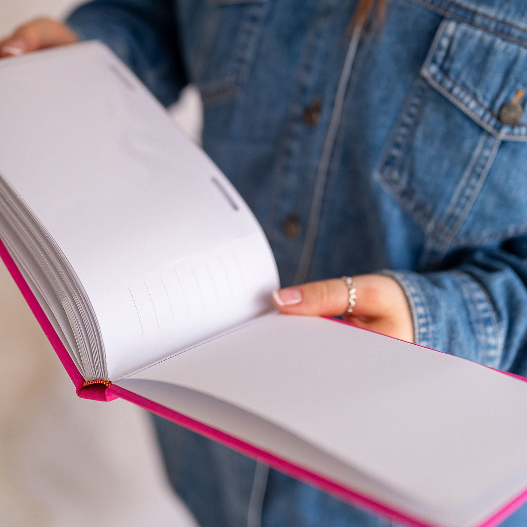 21 Hot pink photo album with silver sparkle design