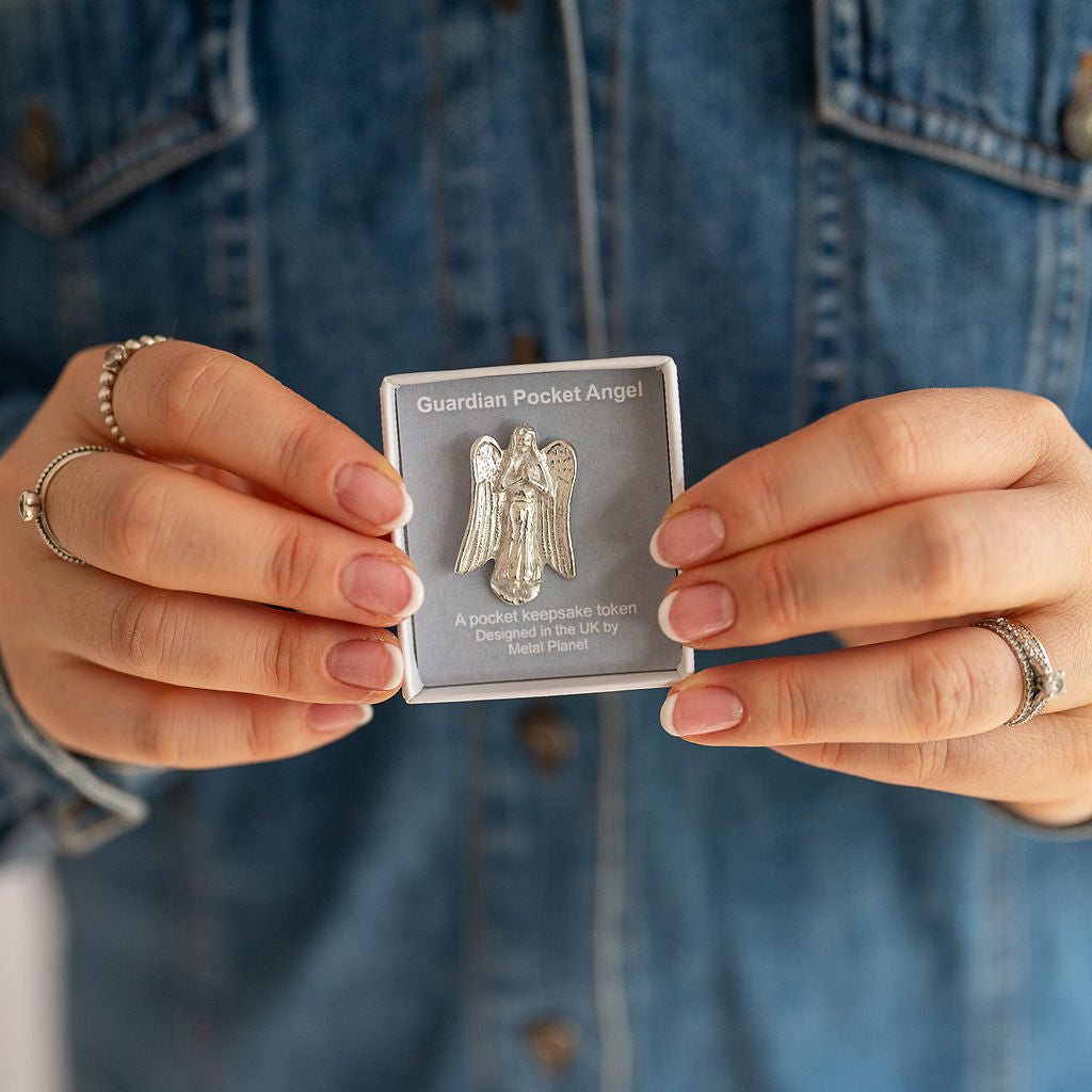 Guardian pewter pocket angel in cute gift box