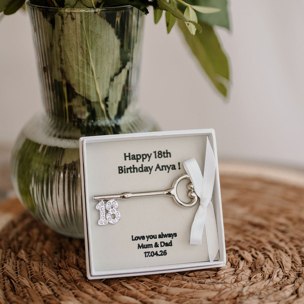 A personalised shiny '18' metal key for an 18th Birthday celebration!