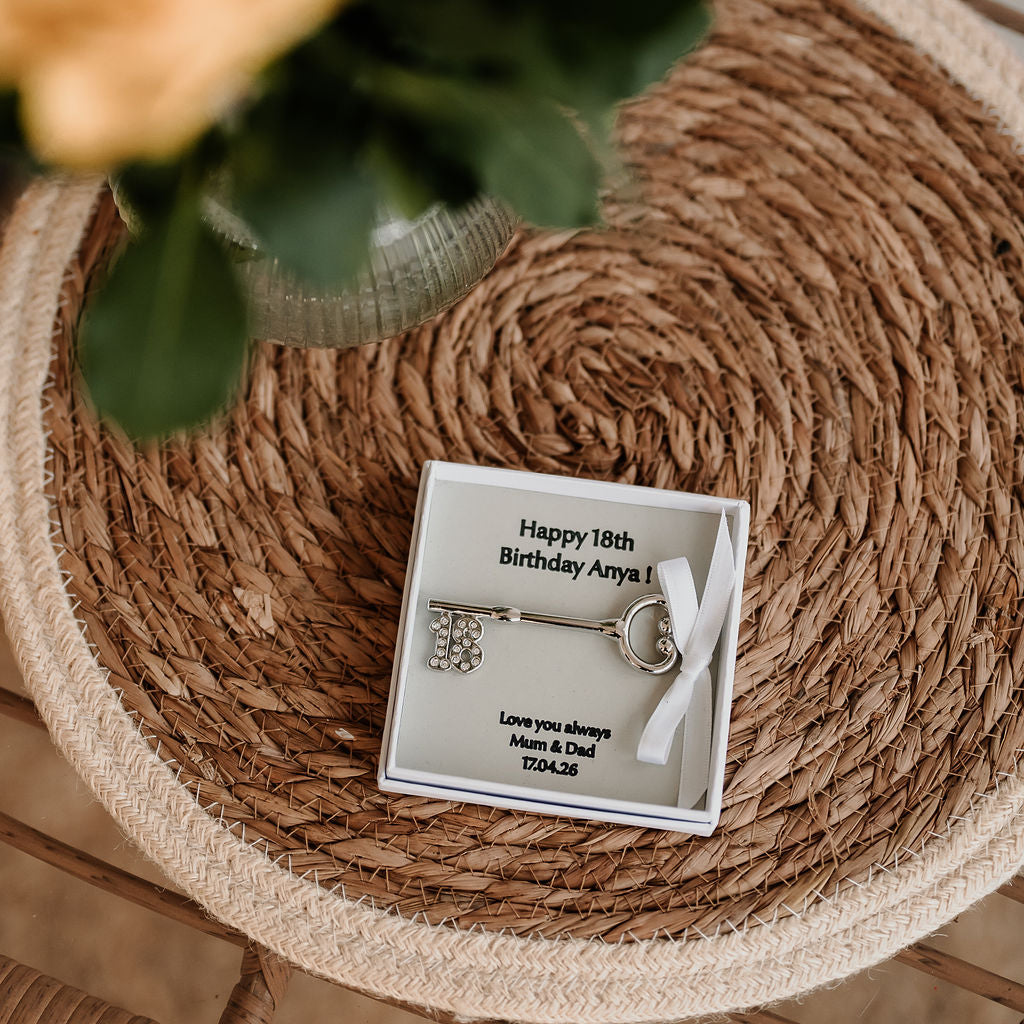 A personalised shiny '18' metal key for an 18th Birthday celebration!