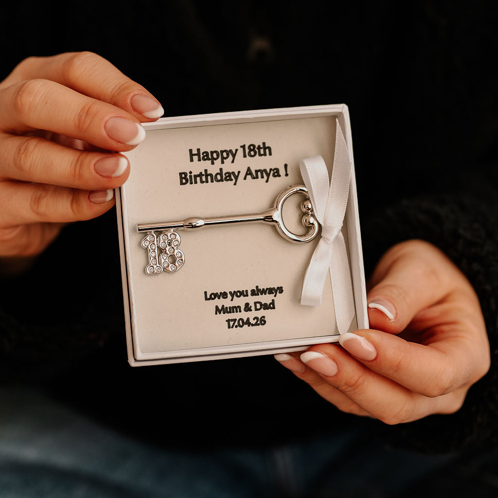 A personalised shiny '18' metal key for an 18th Birthday celebration!
