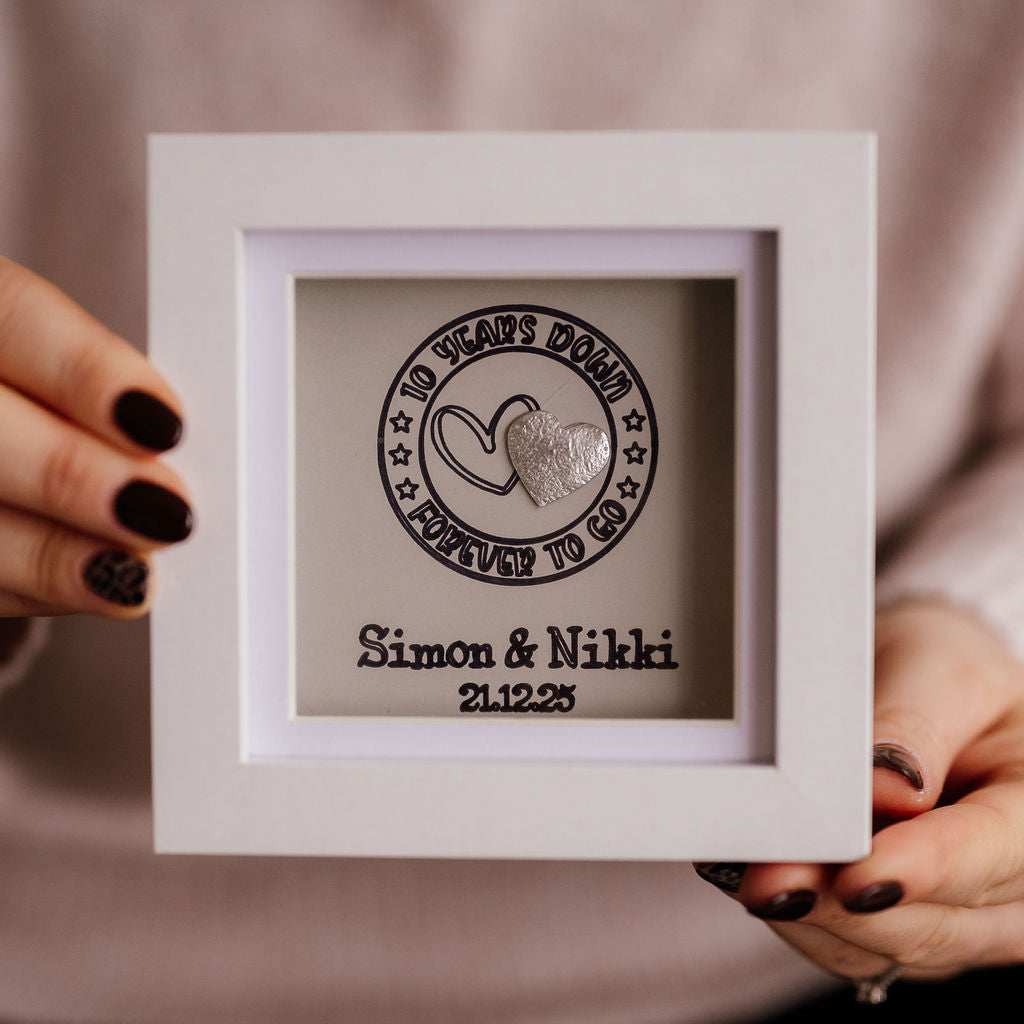 Personalised Ten Year TIN anniversary frame
