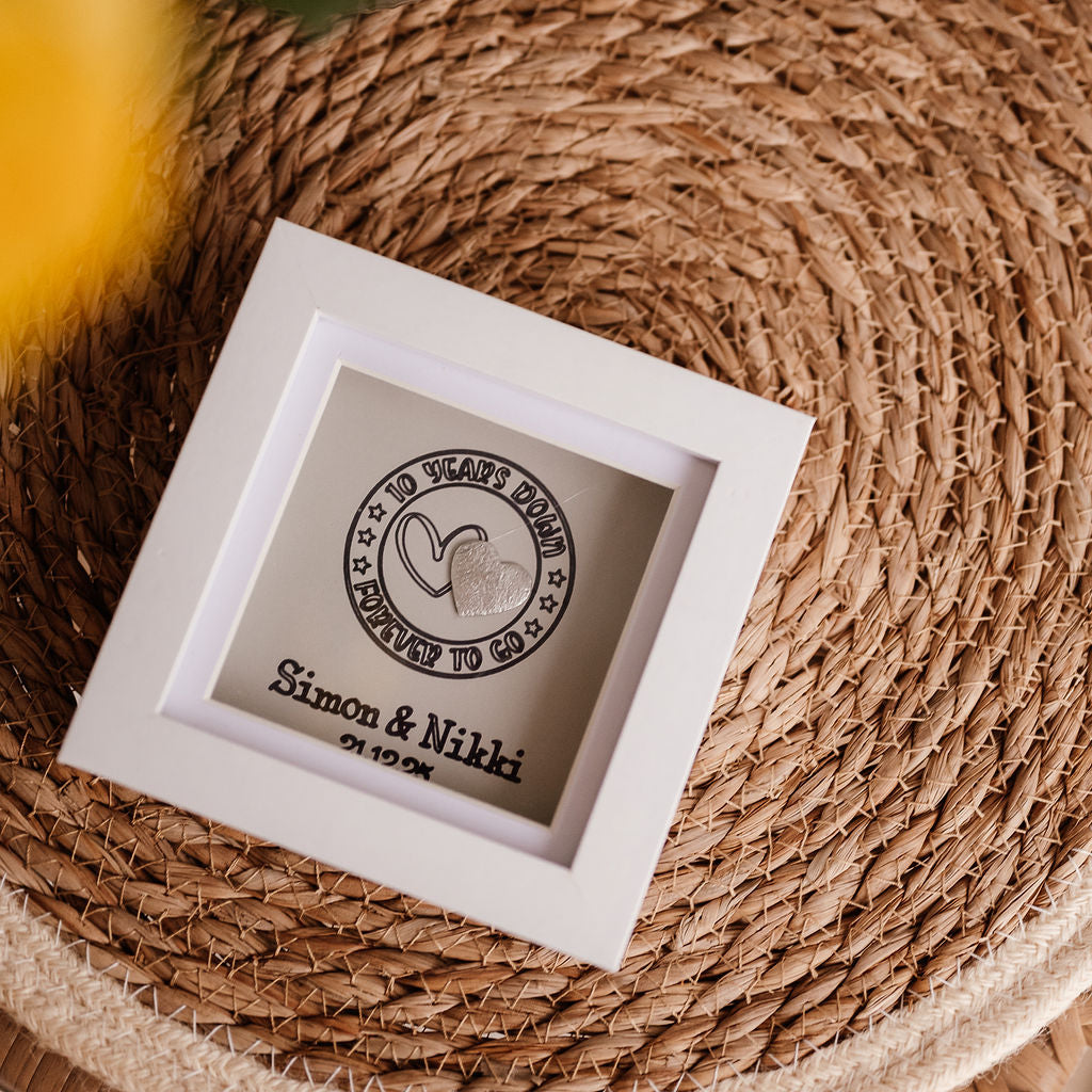 Personalised Ten Year TIN anniversary frame