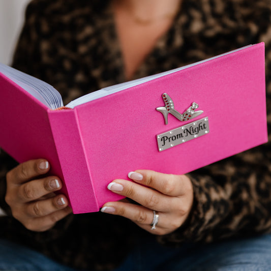 Prom Night Photo Album - Hot Pink/Purple/White Photo Album with Sparkly Stiletto