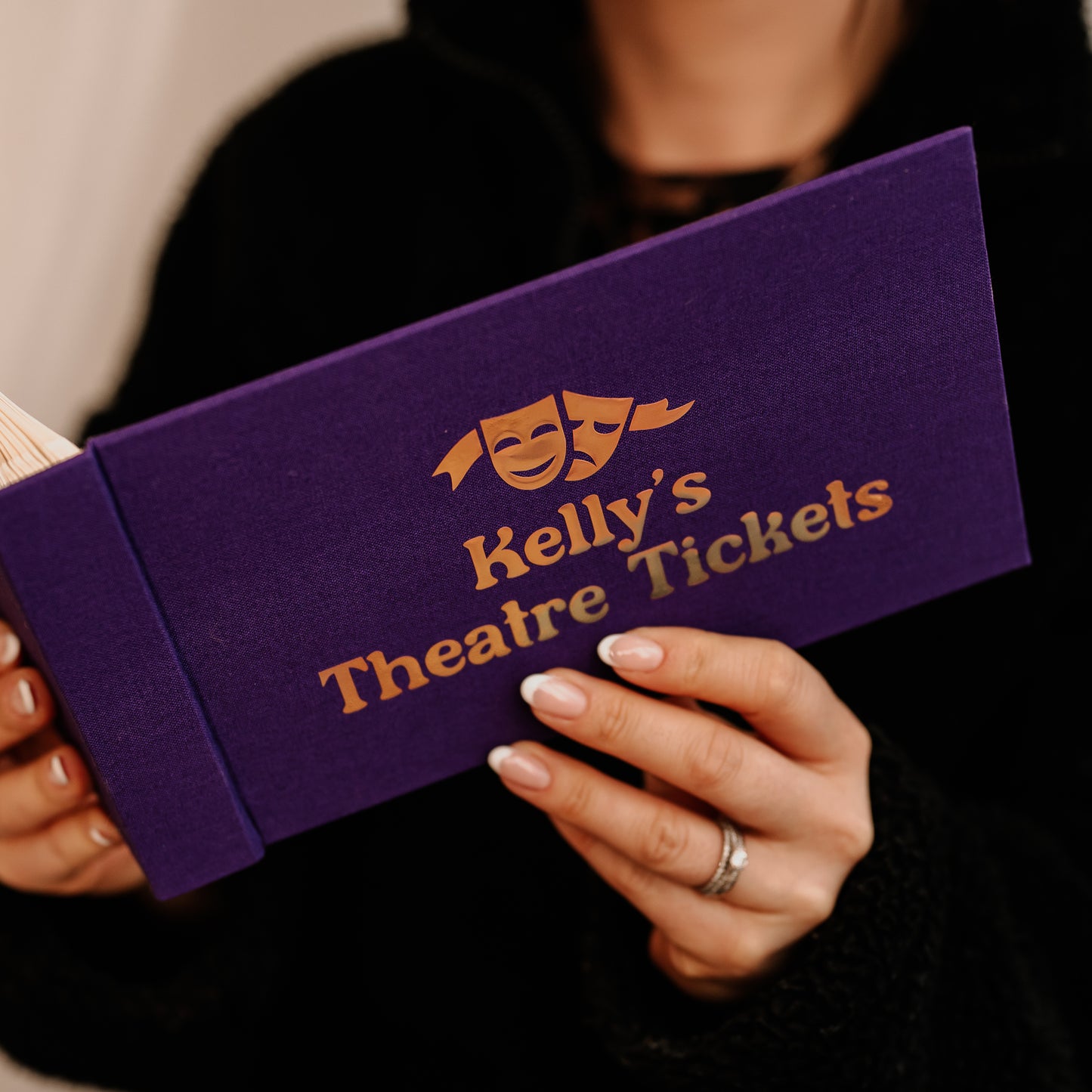 Personalised Theatre Tickets storage album Purple or Grey
