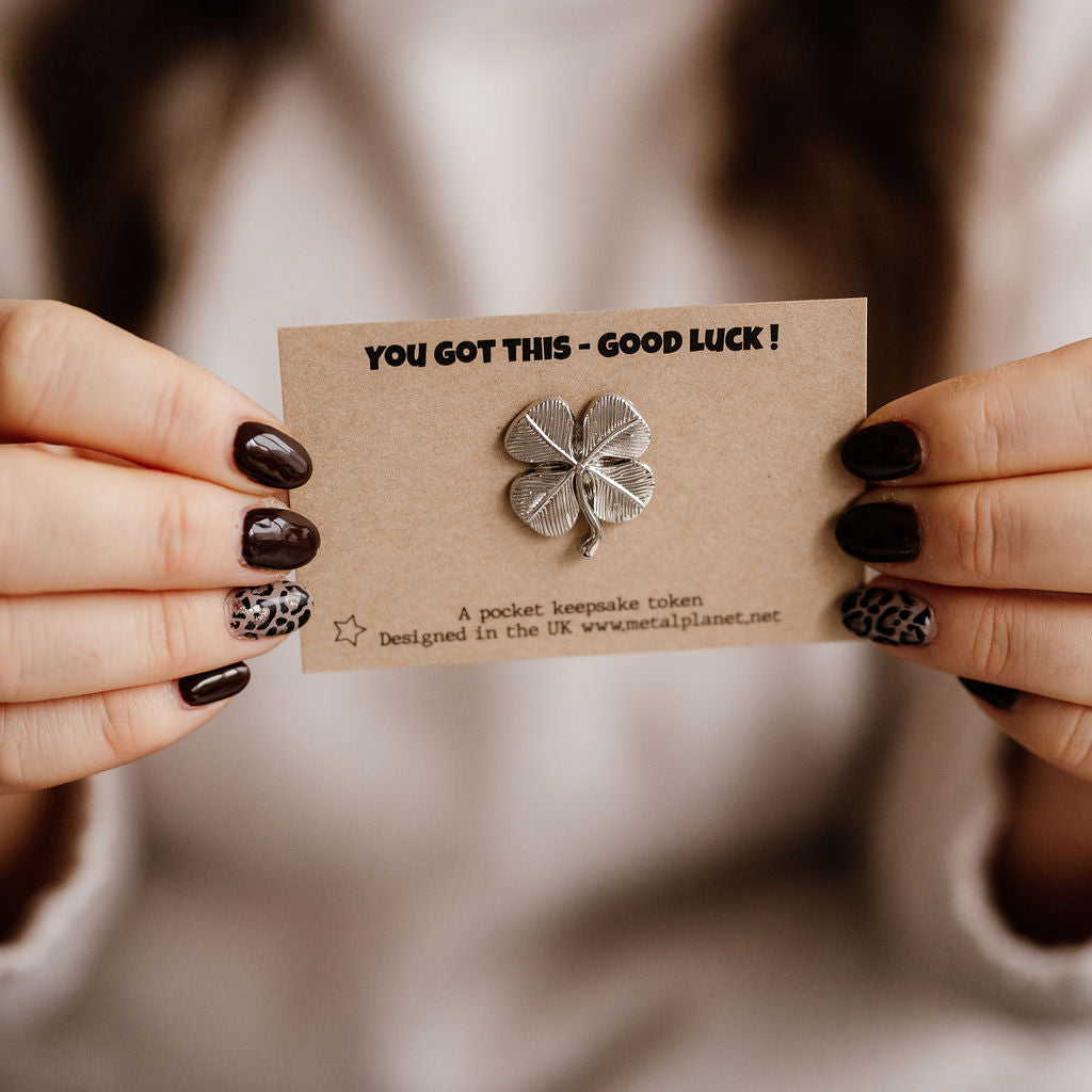 Good luck pocket token 'You got this - Lucky shamrock token' on double sided gift card