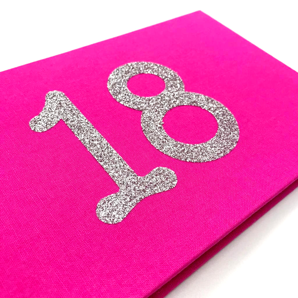 18 Hot pink photo album with silver sparkle design
