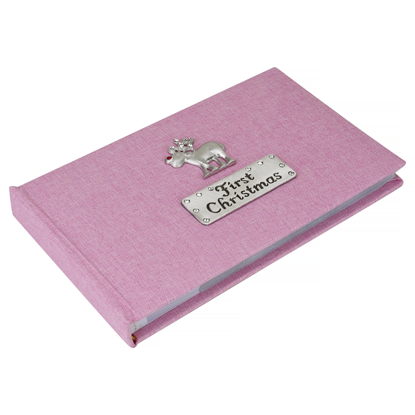 First Christmas Rudolph photo album - White, Pink & Blue