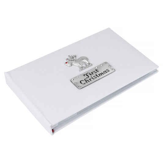 First Christmas Rudolph photo album - White, Pink & Blue