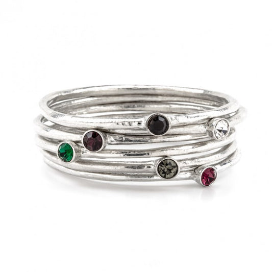 A range of Hammered pewter bangles in stunning colours