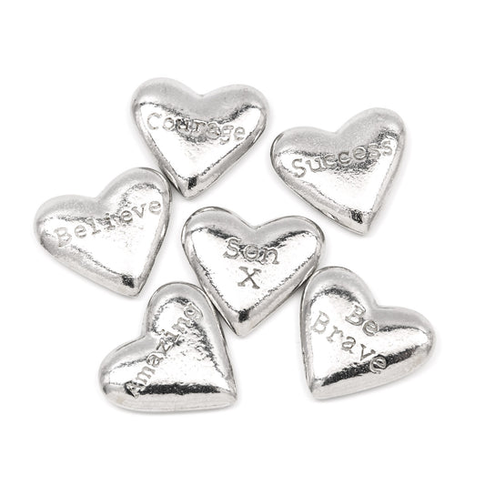 Pewter heart message pebbles - Choose individual pebbles!